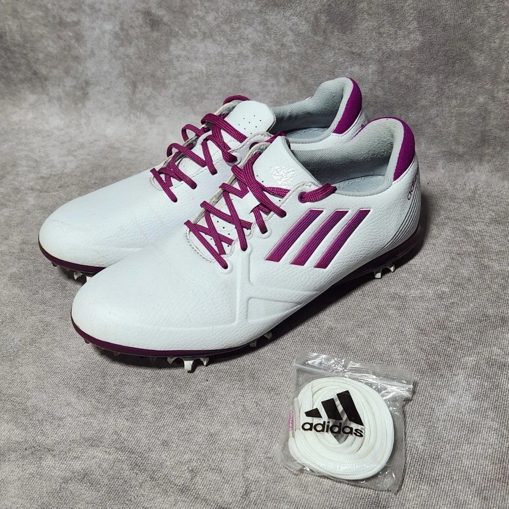 Adidas Adizero Sprintweb Golf Shoes White Purple fuschia Athletic Spikes sz 6.5